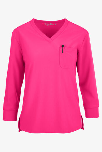 Blusa médica mangas 3/4 Easy STRETCH de corte holgado con cuello en V y 2 bolsillos para mujer