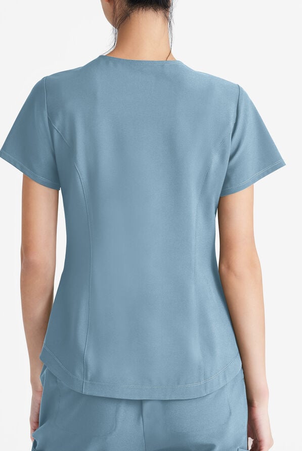 Grey's Anatomy by Barco Evolve STRETCH Rhythm Women's 2-Pocket V-Neck Scrub Top - Ocean Mist - 3