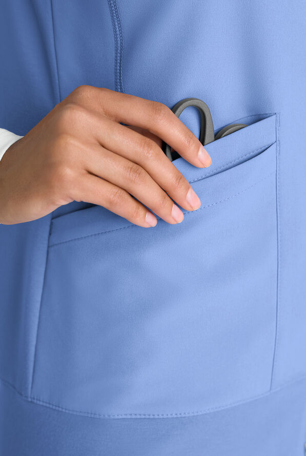 ReSurge Ebro Women's 6-Pocket Zip Front Stand Scrub Vest - Ceil Blue - 4