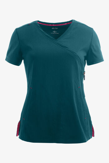 koi Lite&trade; Philosophy Women's 3-Pocket Mock Wrap Side Zipper Scrub Top