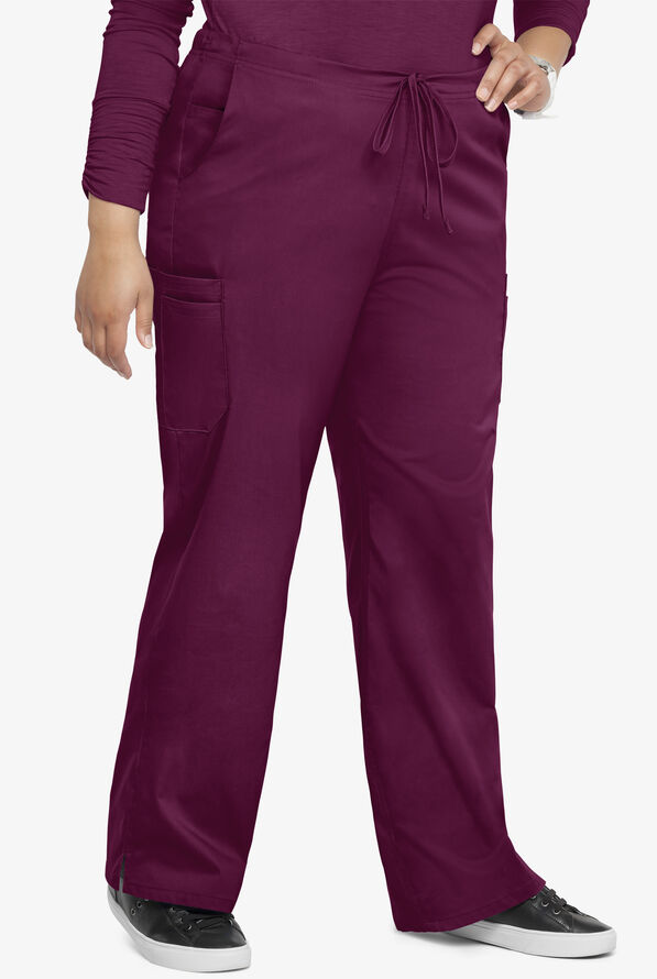 Pantal&oacute;n m&eacute;dico UA Butter-Soft STRETCH petite con cord&oacute;n ajustable y 9 bolsillos para mujer - Wine - 3