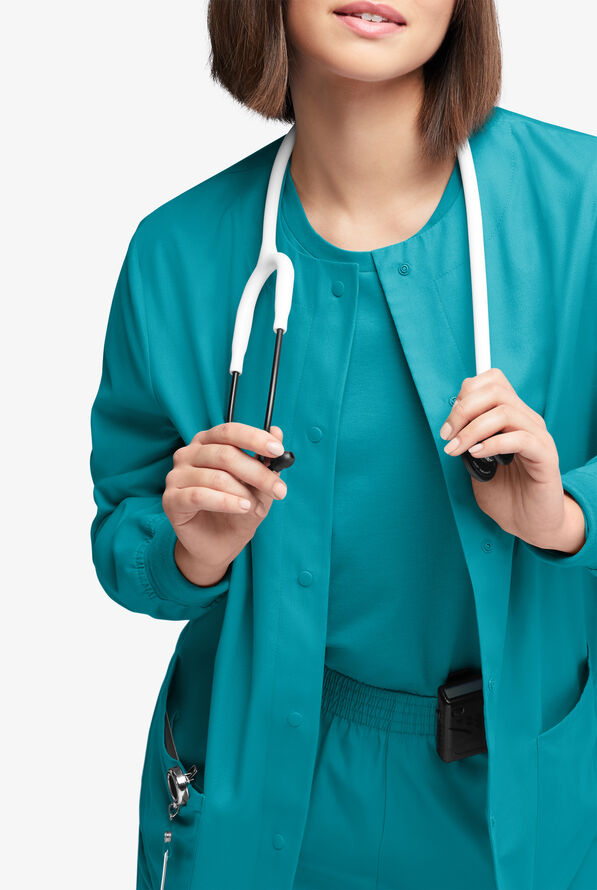 Chaqueta m&eacute;dica abrigada Butter-Soft Originals con 3 bolsillos para mujer - Teal - 3