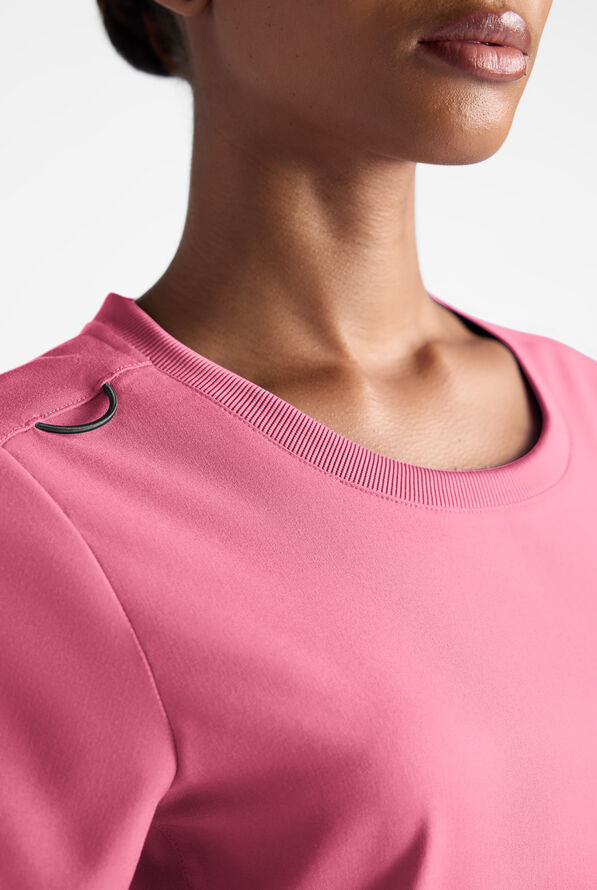 Grey's Anatomy by Barco Emerge Ally Women's 1-Pocket STRETCH Crew Neck Tuck In Scrub Top - Glow Pink - 5