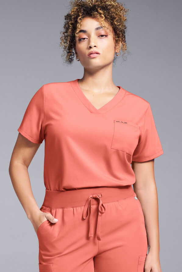 Hypothesis Women's Base V-Neck Tuck-In Scrub Top - Thermal Coral - 5