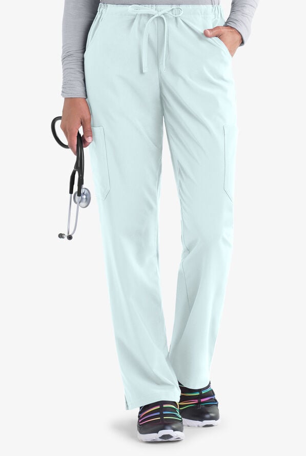 Easy STRETCH Eden Women's 4-Pocket Drawstring Scrub Pants - Blue Frost - 1