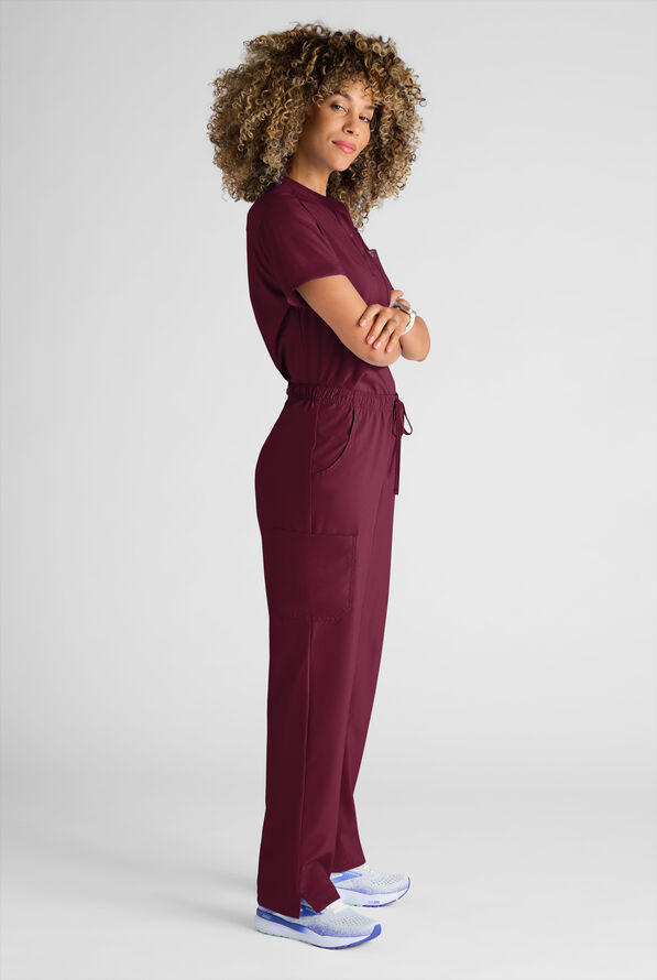 Easy STRETCH Eden Women's 4-Pocket Drawstring Scrub Pants - Wine - 7