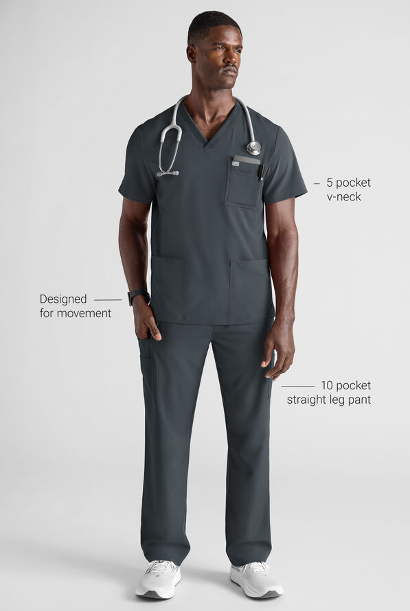 Easy STRETCH Men's Scrub Set - Pewter - 2