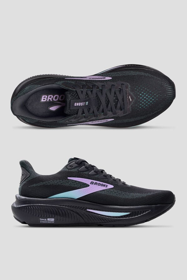 Brooks Women's Ghost 17 Grey/Clearwater/Purple Athletic Lace Up Shoes - null - 1