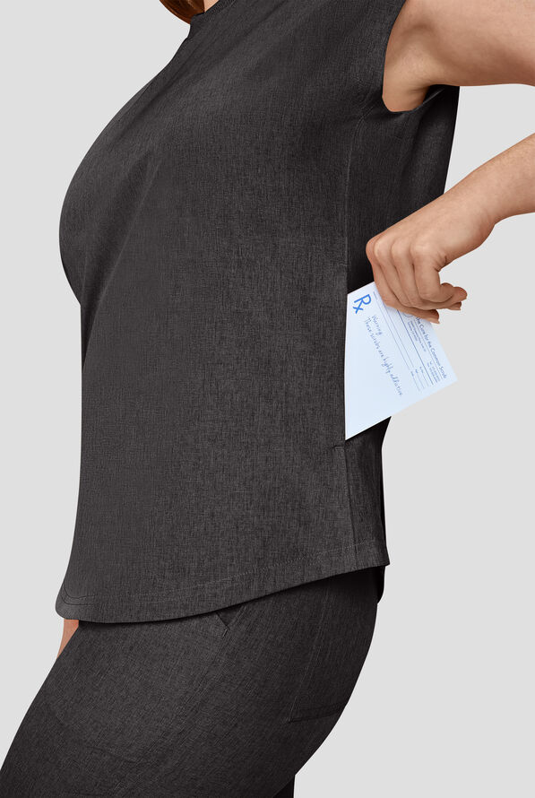 koi Basics Kenley Women's STRETCH 3-Pocket Dolman Sleeve Crew Neck Scrub Top - Charcoal - 3