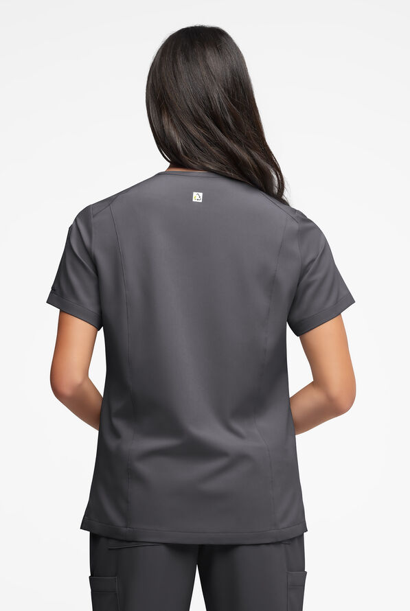Blusa médica ReSurge Ruby con cuello en V y 5 bolsillos para mujer - Pewter - 4