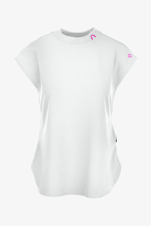 Med Couture Amp Women's 2-Pocket STRETCH Tuck in Dolman Crew Neck Scrub Top - White - 1
