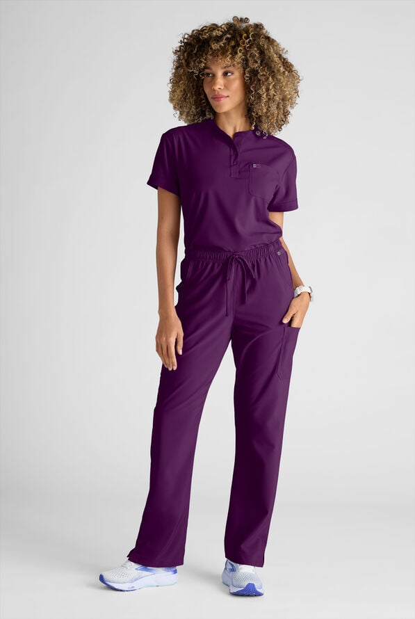Easy STRETCH Eden Women's 4-Pocket Drawstring Scrub Pants - Petite - Eggplant - 8