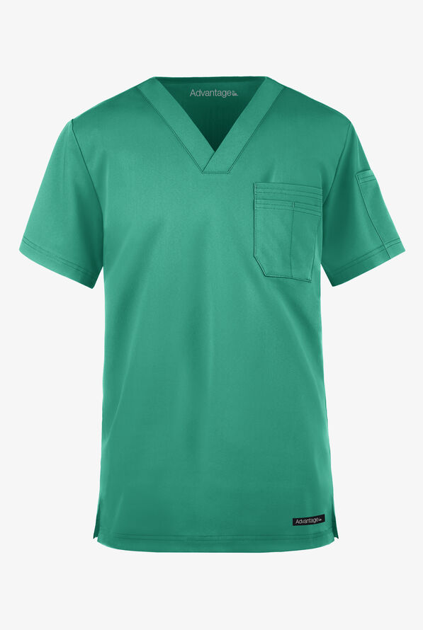 Advantage STRETCH Men's 4-Pocket V-Neck Scrub Top - Bermuda Green - 1