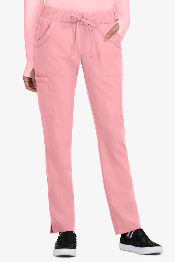 Betsey Johnson Buttercup Women's 6-Pocket STRETCH Drawstring Scrub Pants - Sweet Pink - 1
