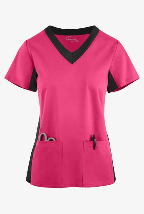 Blusa médica UA Butter-Soft STRETCH a la moda con 2 bolsillos para mujer