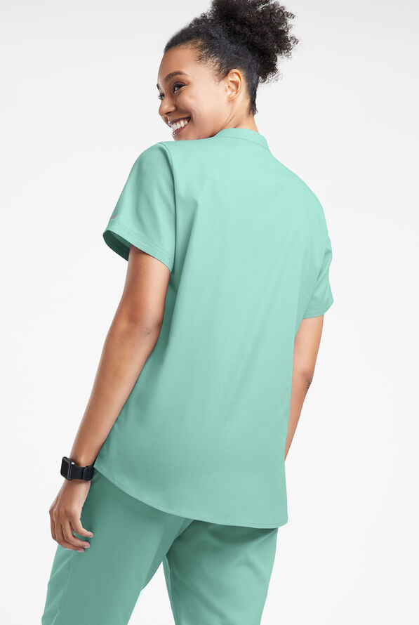 Blusa m&eacute;dica Butter-Soft Originals con cuello mao y 6 bolsillos para mujer - Water Mint - 3