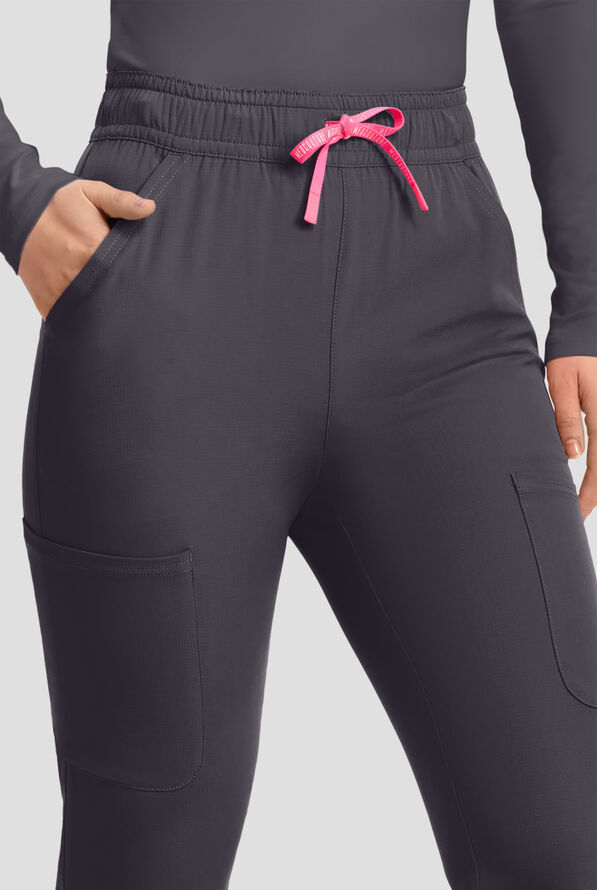 Pantalón médico Med Couture Amp STRETCH de tiro alto estilo cargo con piernas acampanadas y 4 bolsillos para mujer - Pewter - 2