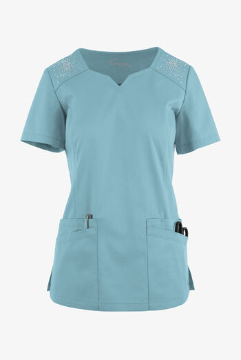 Butter-Soft STRETCH Women's 6-Pocket Crystal Bling Scrub Top