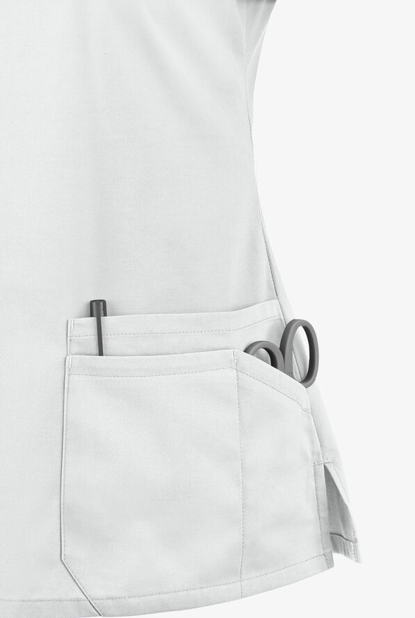 Blusa m&eacute;dica Dickies EDS Signature de corte contempor&aacute;neo con cuello en V y 6 bolsillos para mujer - White - 3