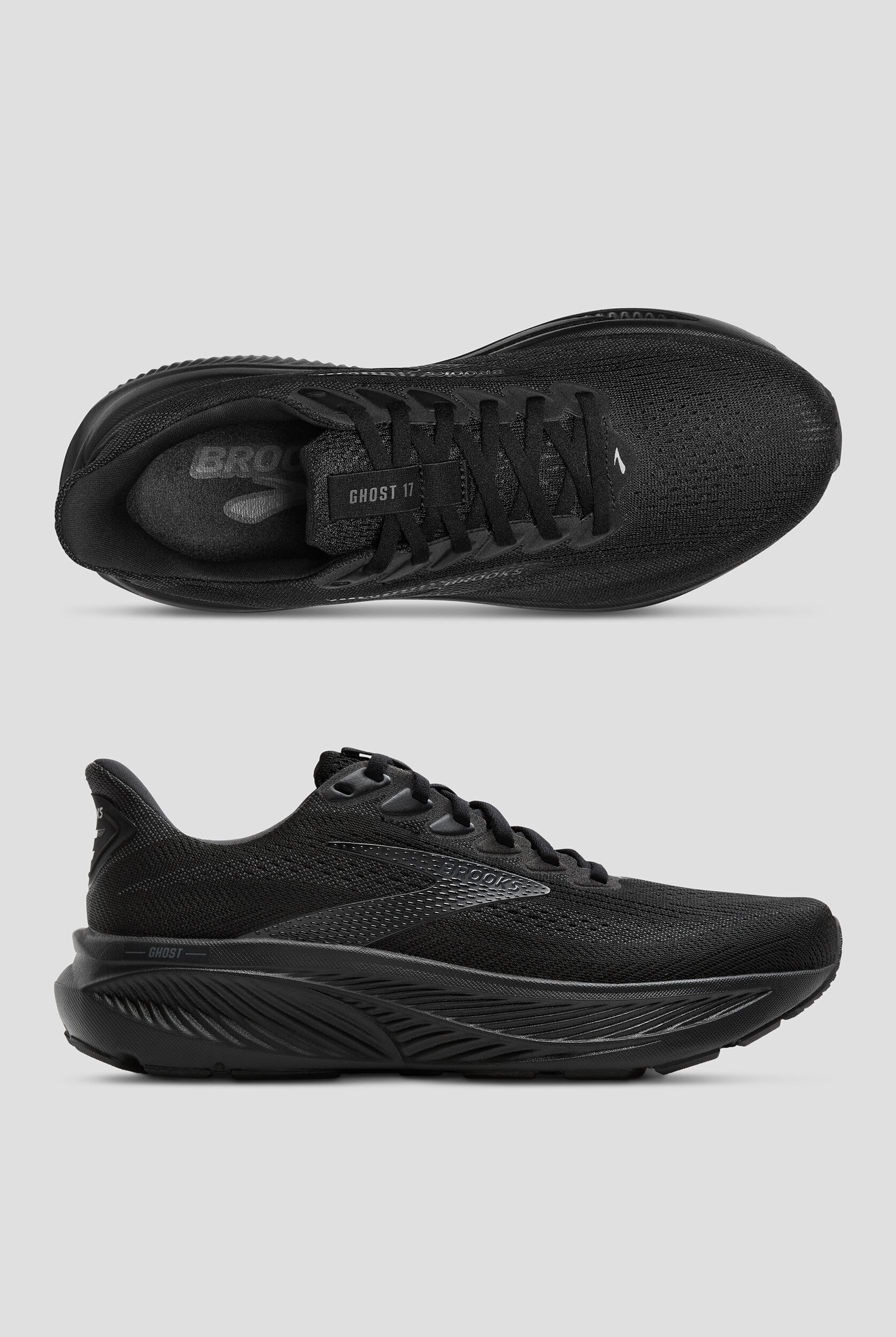 Brooks Men's Ghost 17 Black/Ebony Athletic Lace Up Shoes, Men's