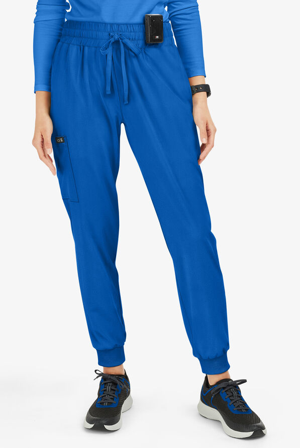 koi Basics Gemma Women's 5-Pocket STRETCH Cargo Jogger Scrub Pants - Royal - 1
