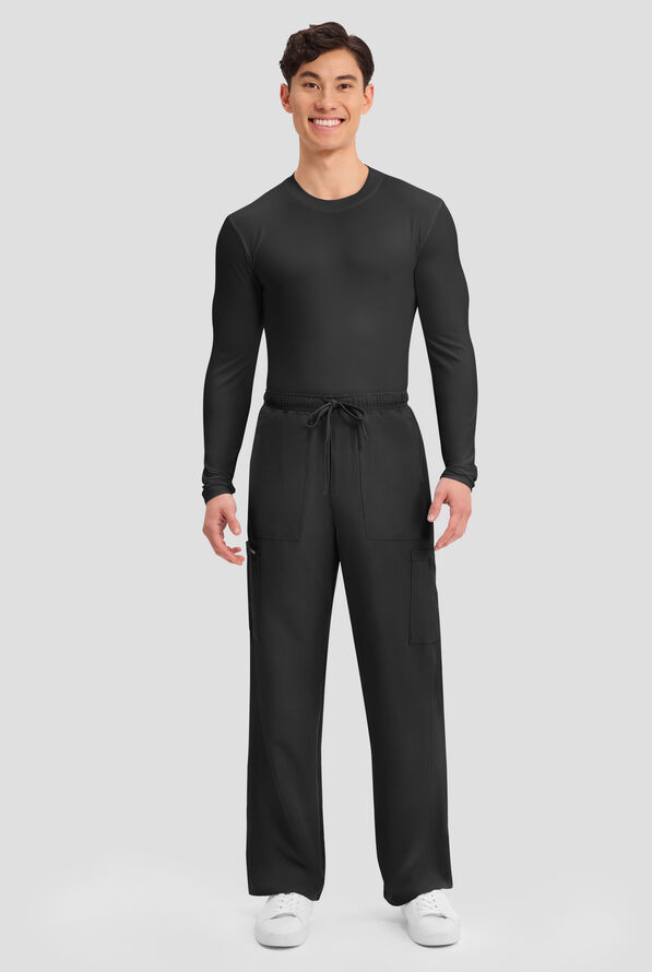 Cherokee Workwear Originals Ultra Men's 6-Pocket Straight Leg Drawstring Cargo Scrub Pants - Black - 4