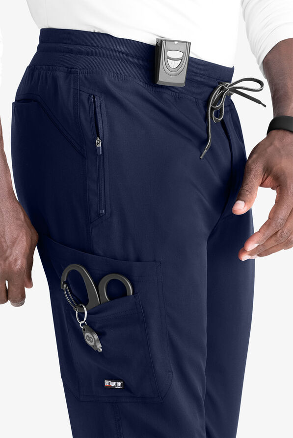 Grey's Anatomy by Barco Spandex STRETCH Murphy Men's 5-Pocket Cargo Jogger Scrub Pants - Indigo - 5