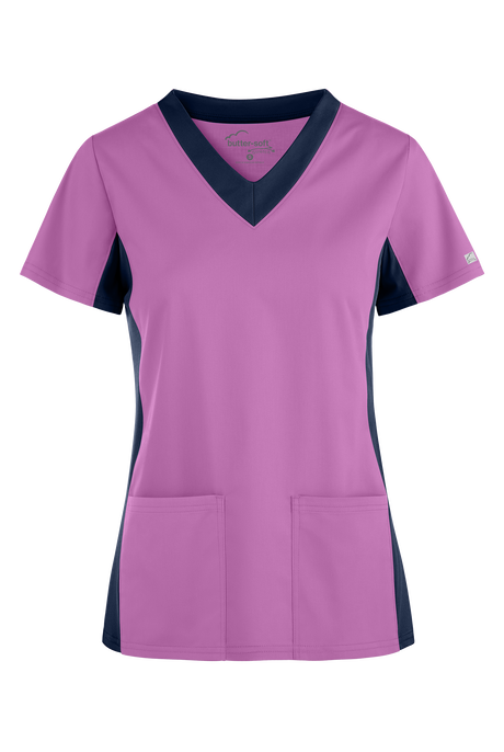 Blusa médica UA Butter-Soft STRETCH a la moda con 2 bolsillos para mujer