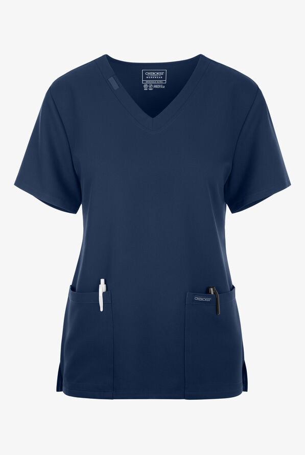 Cherokee Workwear Originals Ultra Women's 2-Pocket V-Neck Scrub Top - Navy - 1