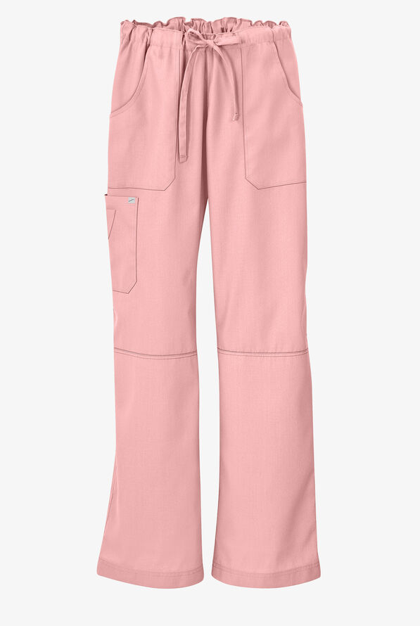 Butter-Soft Core Women's 6-Pocket Cargo Drawstring Scrub Pants - Blush - 4