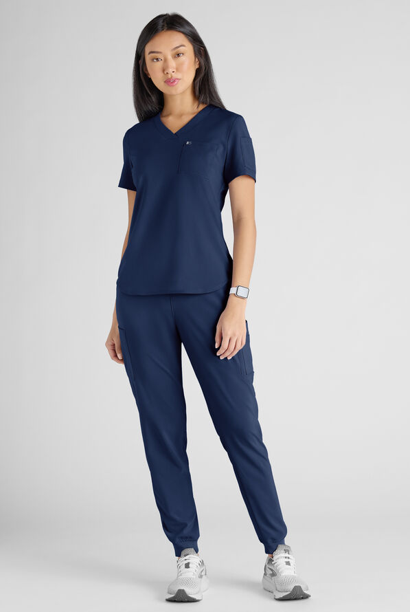 Conjunto de uniforme m&eacute;dico Easy STRETCH con 10 bolsillos para mujer - Navy - 8