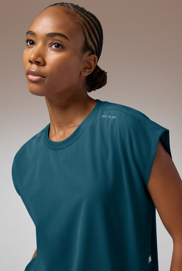 Blusa m&eacute;dica Hypothesis DM Crew de corte holgado con mangas dolm&aacute;n y 2 bolsillos para mujer - Caribbean Blue - 6