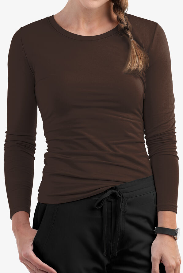 Healing Hands Melissa Women's STRETCH Long Sleeve Knit Underscrub - Dark Chocolate - 4