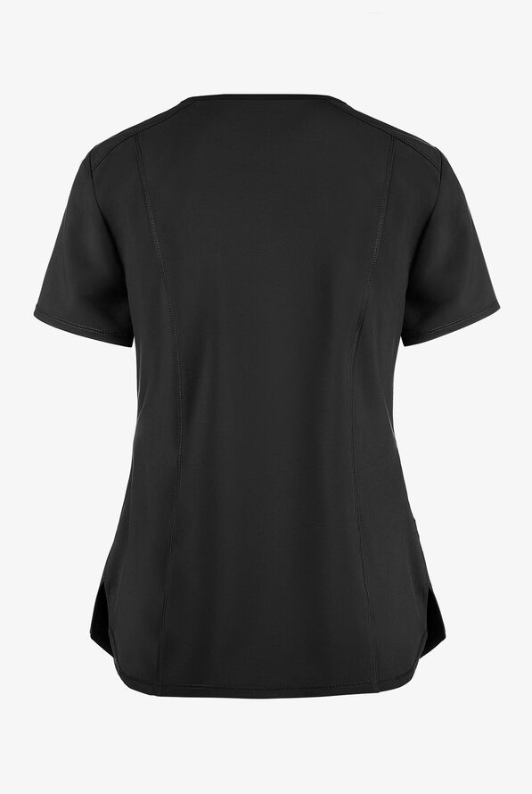 Infinity Women's 2-Pocket STRETCH V-Neck Scrub Top - Black - 3