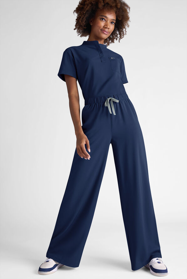 Easy STRETCH Hunter Women's 6-Pocket Relaxed Fit Wide Leg Scrub Pant - Navy - 2