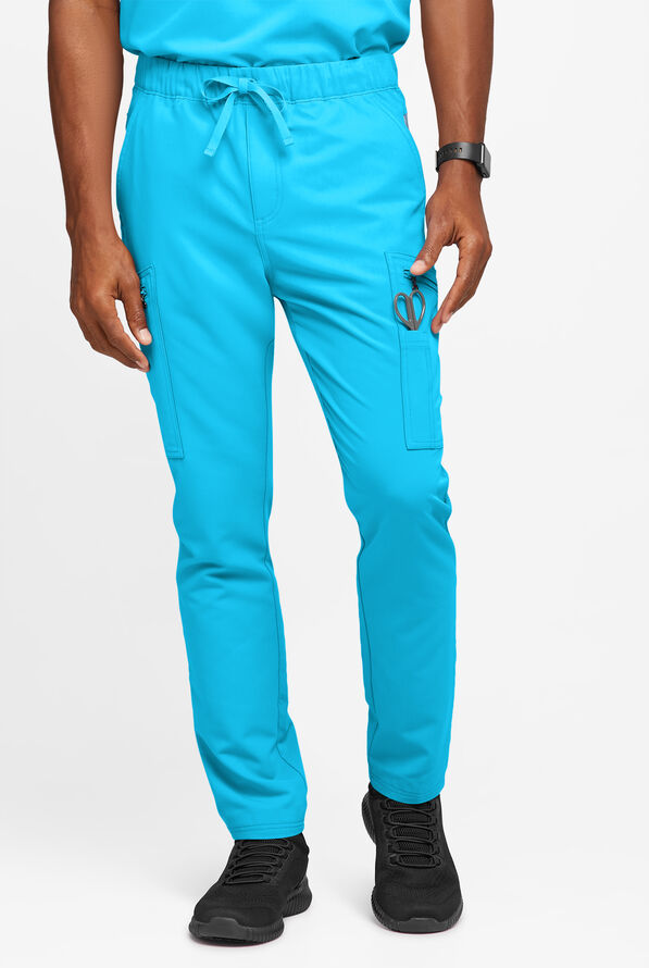 Movement by Butter-Soft Epsilon Men’s Slim 8-Pocket Stretch Cargo Scrub Pants - Turquoise - 1