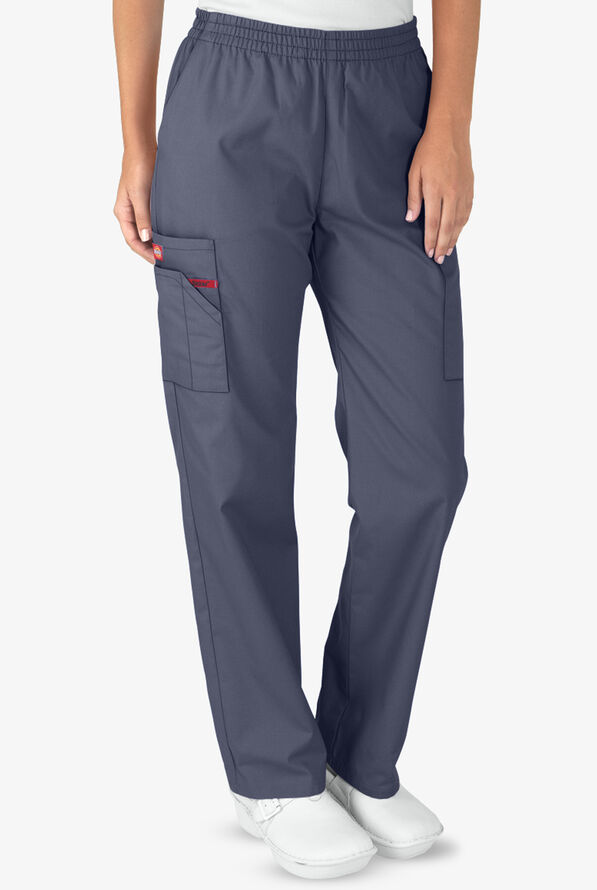 Dickies EDS Signature Women's 6-Pocket Classic Fit Pull-On Scrub Pants - Tall - Pewter - 1