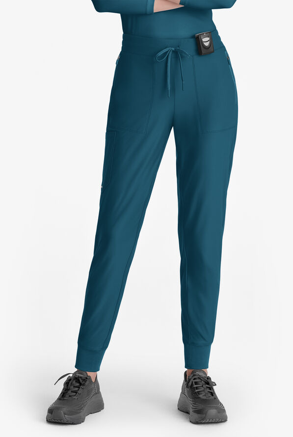 Skechers by Barco Slip-ins Pace Women's 5-Pocket STRETCH Cargo Jogger Scrub Pants - Bahama Blue - 1