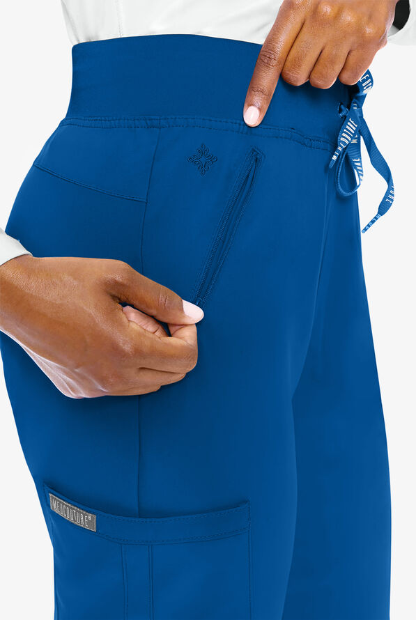 Med Couture Insight Women's 4-Pocket Zipper Cargo Pocket Scrub Pants - Royal - 2
