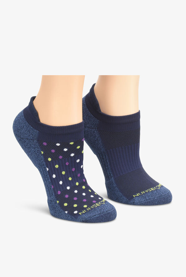 Paquete con 2 pares de calcetines tobilleros Nurse Mates Navy Dot/Navy  Solid para mujer, Calcetines de Enfermería