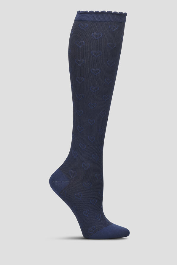Nurse Mates Textured Raised Hearts Women's 12-14 mmHg Light Compression Socks - Navy - 1