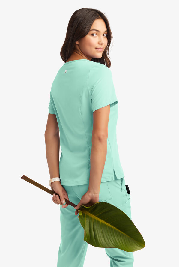 Butter-Soft Women's 3-Pocket V-Neck Tuck-In Scrub Top **Slightly IRREGULAR** - Beachside Blue - 3