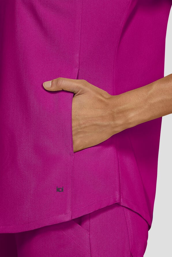 koi Next Gen Superhuman Women's 2-Pocket STRETCH Dolman Sleeve Scrub Top - Azalea Pink - 5