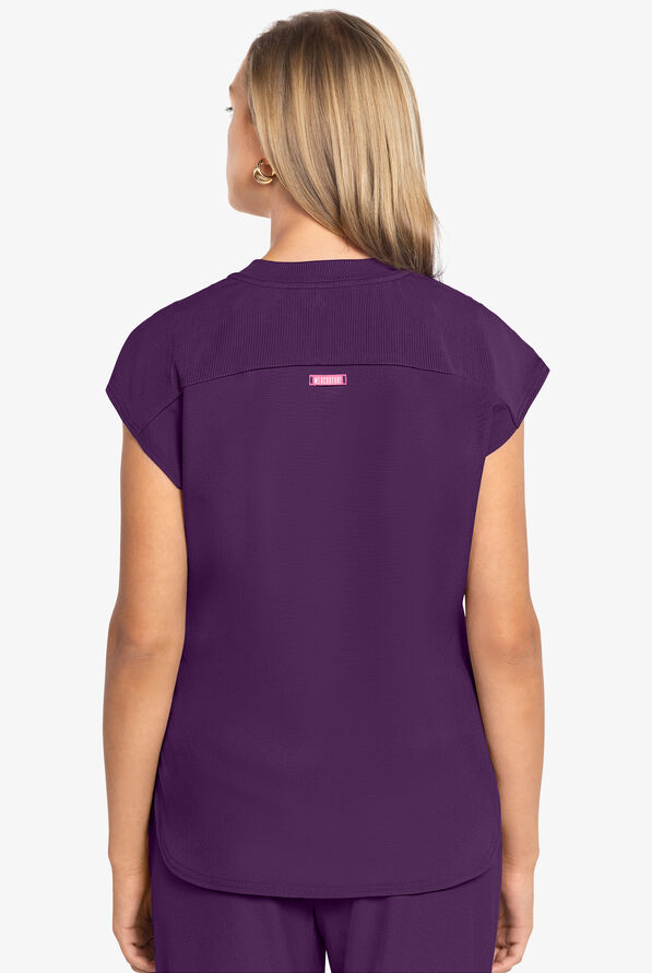 Med Couture Amp Women's 2-Pocket STRETCH Tuck in Dolman Crew Neck Scrub Top - Eggplant - 4