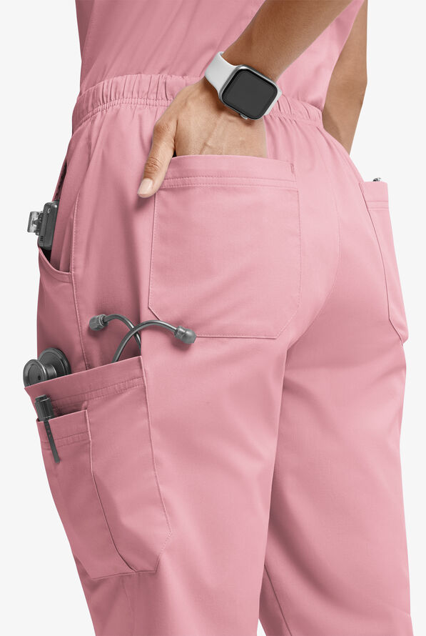 Butter-Soft STRETCH Women’s 10-Pocket Mid Rise Straight Leg Scrub Pant - Cosmo Pink - 2