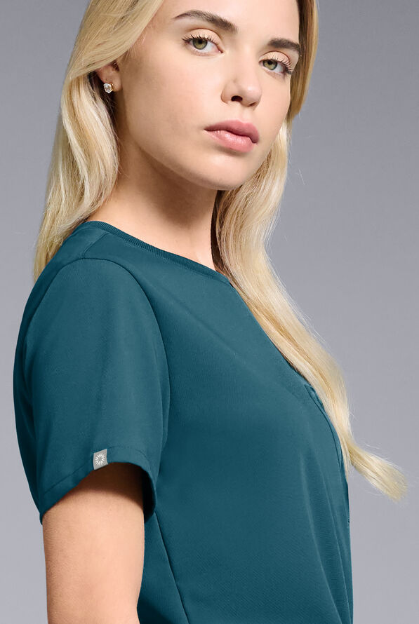 Hypothesis Women's Base Crew-Neck Tuck-In Scrub Top - Caribbean Blue - 4