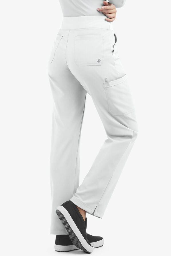 Easy STRETCH Sienna Women's 5-Pocket Sport Yoga Scrub Pants - White - 2