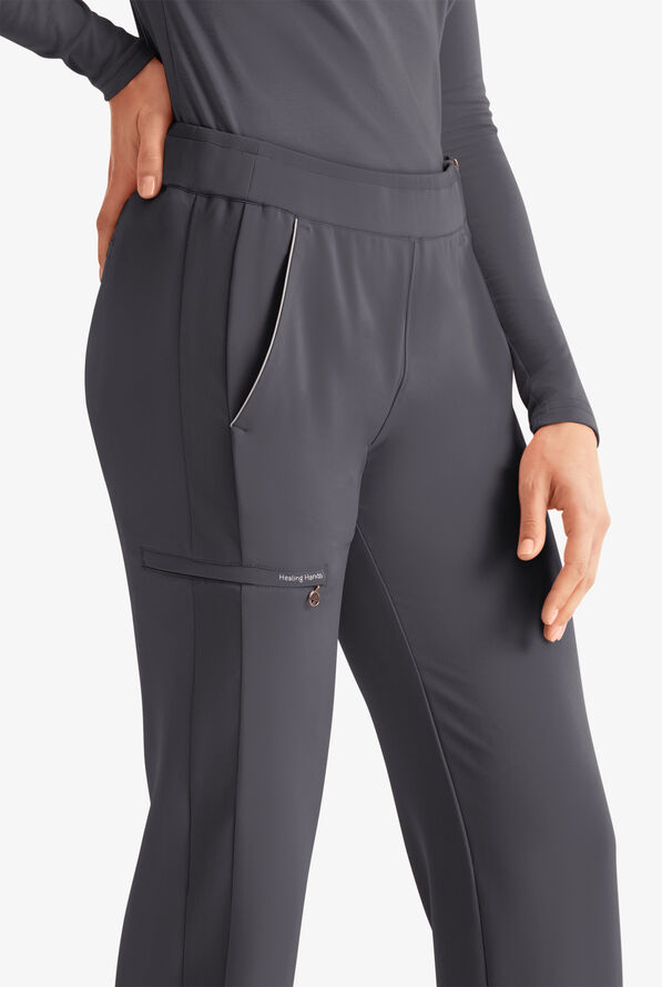 360 by Healing Hands Nova Women's 5-Pocket STRETCH Snap Bottom Scrub Pants - Pewter - 3