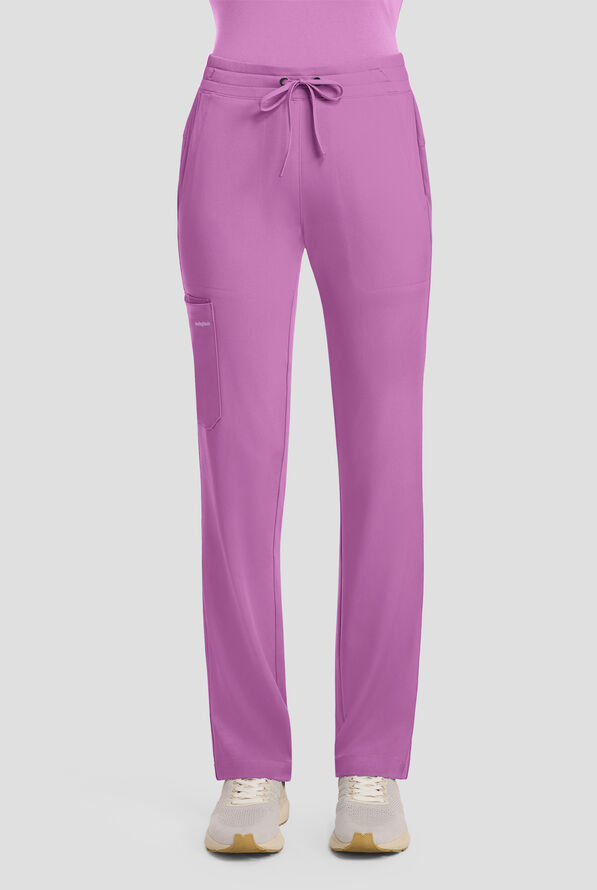 HH Works by Healing Hands Women's 5-Pocket STRETCH Straight Leg Drawstring Cargo Scrub Pants - Meta Mauve - 1