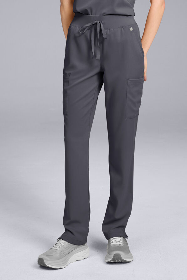 Hypothesis Women's Base 7-Pocket Straight Leg Cargo Scrub Pant - Petite - Pewter - 1